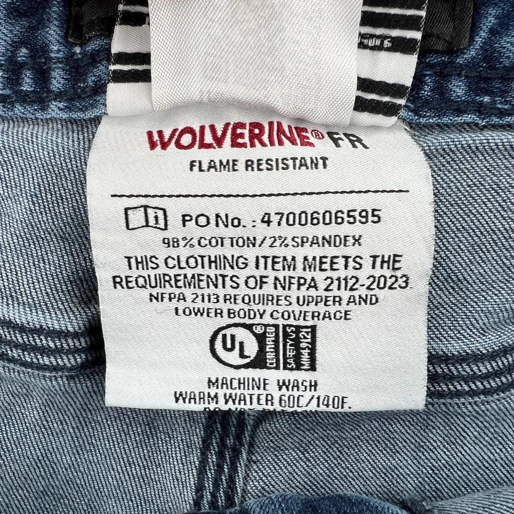 Wolverine FR Flame Resistant Work Jeans Blue Men 40x30 (fits 38x28) CAT2 Utility
